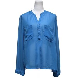 Milano Chiffon Vibrant Blue Blouse Size Large